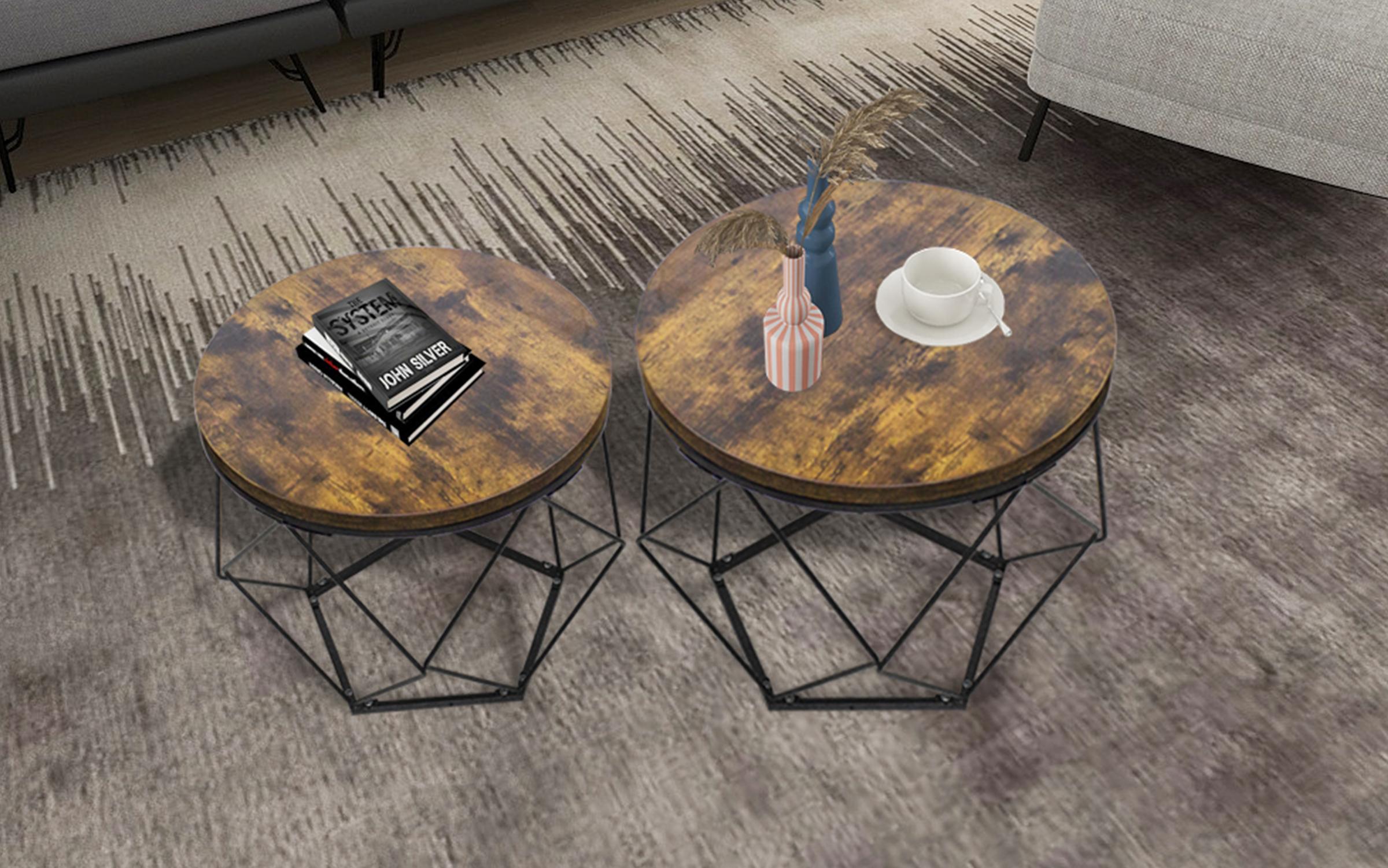 Set masute de cafea Lola, nuc + negru  1